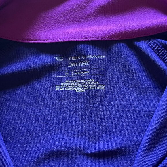 Tekgear DryTek Long Sleeve Purple Quarter Zip Top Size Medium - Picture 8 of 9